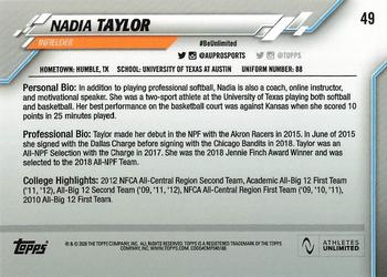 2020 Topps On-Demand Set 18 - Athletes Unlimited Softball #49 Nadia Taylor Back